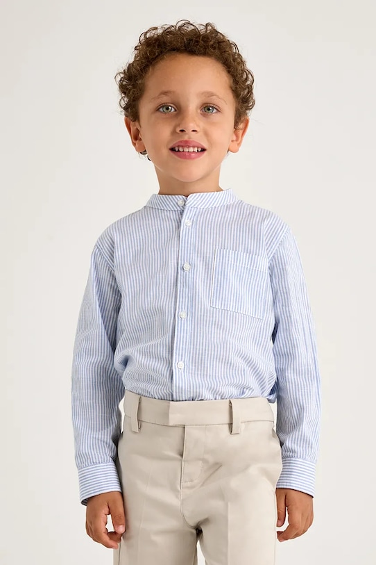 Mayoral camasa de bumbac pentru copii lung albastru 3120.5E.Mini.PPYA