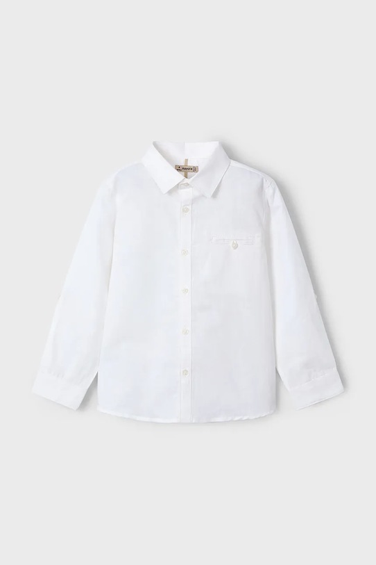 Mayoral koszula z domieszką lnu dziecięca 3121.5A.Mini.PPYA biały SS25