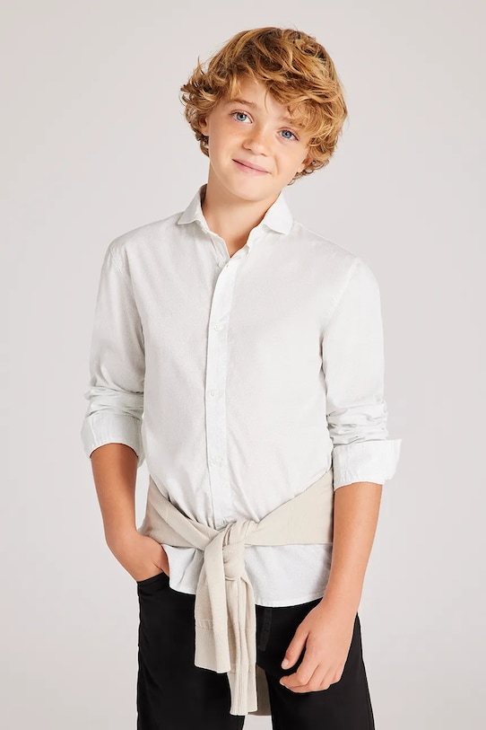 Mayoral camasa de bumbac pentru copii lung alb 6140.7A.Junior.PPYA