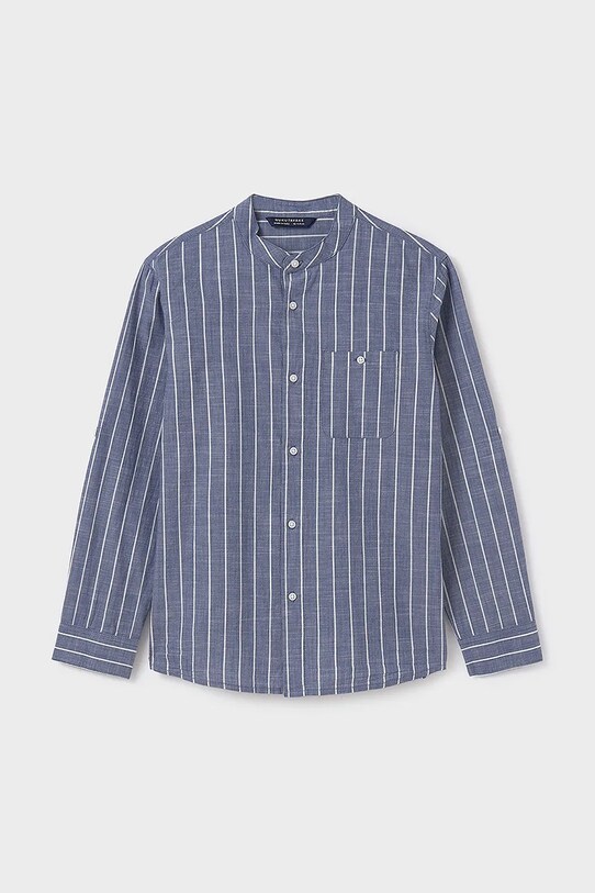 Mayoral koszula bawełniana dziecięca 6141.7B.Junior.PPYA niebieski SS25