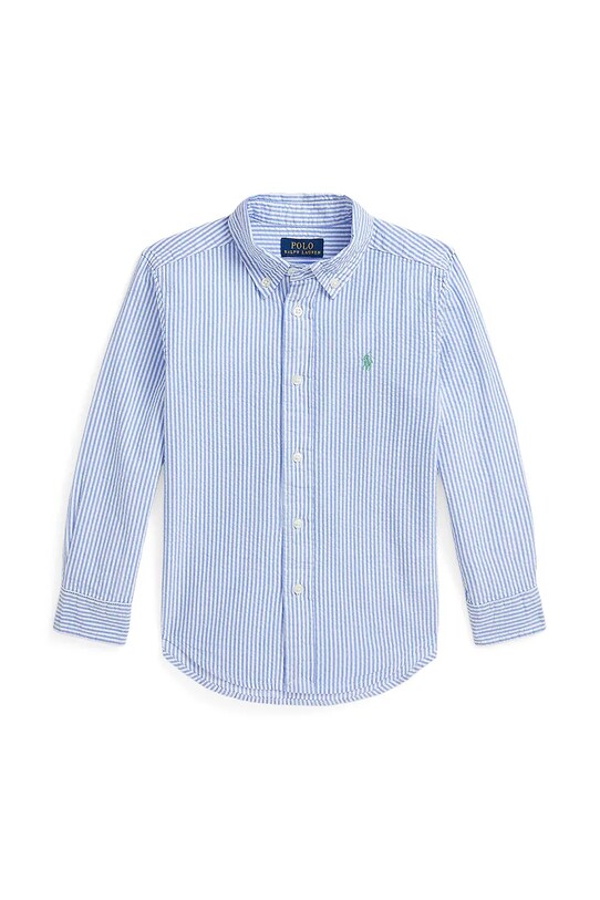 Детская хлопковая рубашка Polo Ralph Lauren 322964692001 голубой SS25