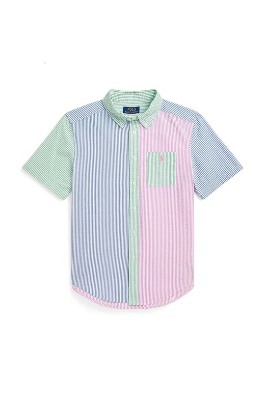 Детская хлопковая рубашка Polo Ralph Lauren 323964691001 голубой SS25
