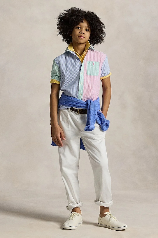 Дитяча бавовняна сорочка Polo Ralph Lauren блакитний 323964691001