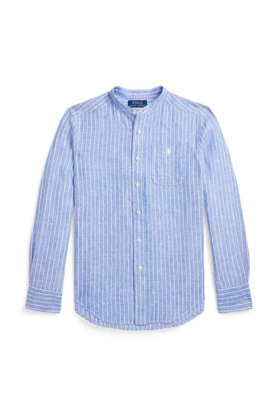 Детская хлопковая рубашка Polo Ralph Lauren 323964594001 голубой SS25
