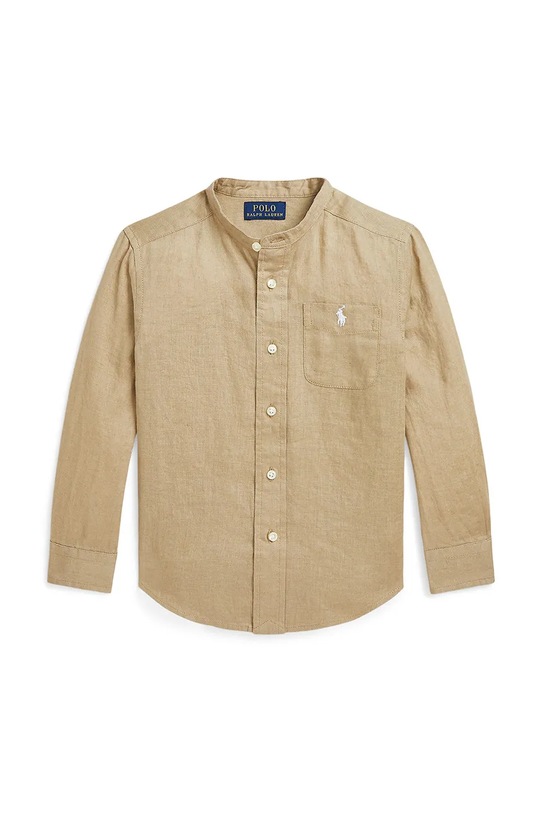 Dječja lanena košulja Polo Ralph Lauren večernje smeđa 322964592003