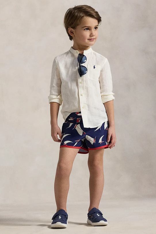 Dětská lněná košile Polo Ralph Lauren bílá 322964592002