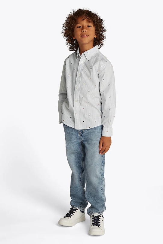 Tommy Hilfiger camicia di cotone per bambini lunga blu KB0KB09555.110.122.PPYA