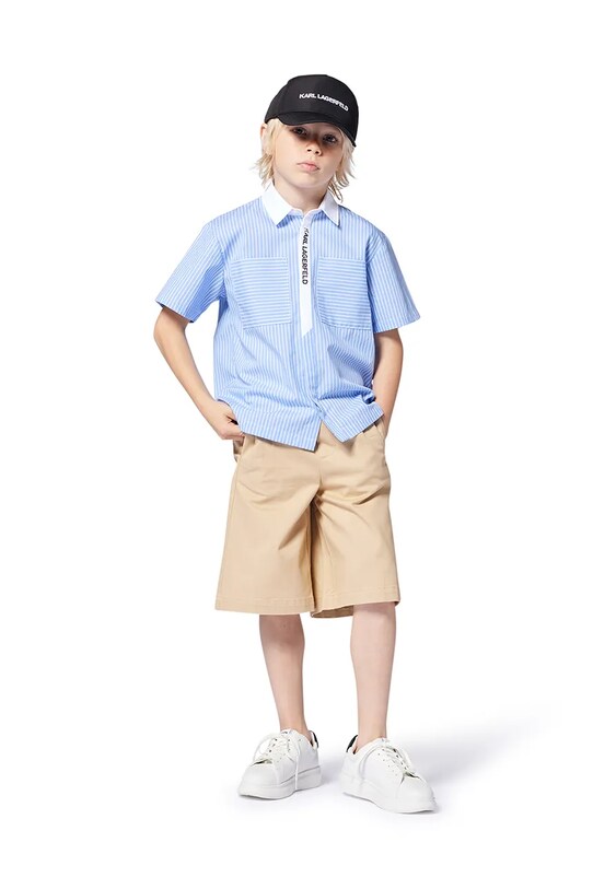 Детская хлопковая рубашка Karl Lagerfeld узор голубой Z30443.86.108