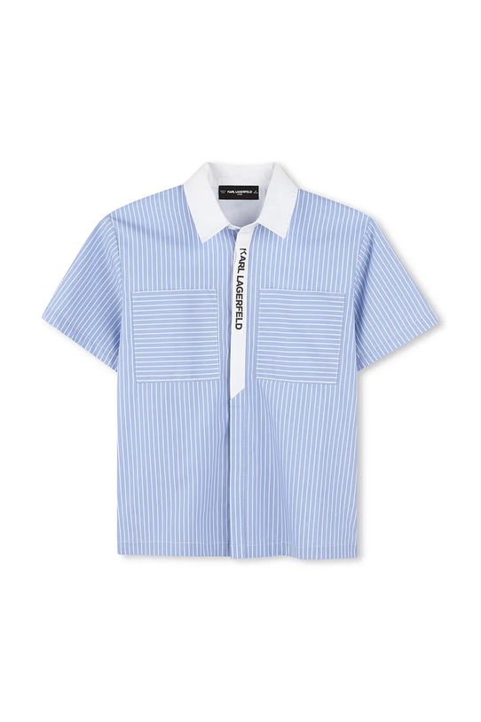 Детская хлопковая рубашка Karl Lagerfeld Z30443.86.108 голубой SS25