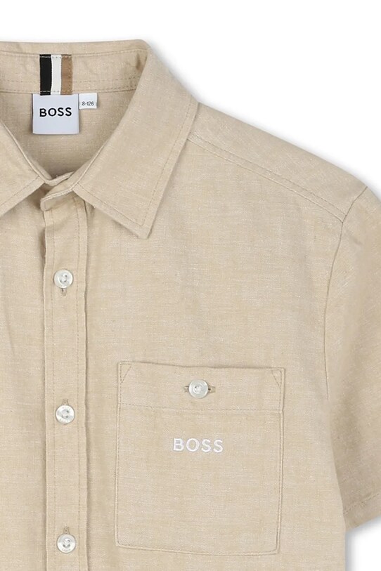 Chlapec Detská ľanová košeľa BOSS J52008.114.150 béžová