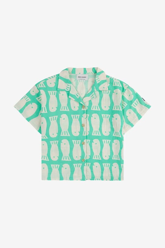 Bobo Choses gyerek ing pamutból Lucky Fish 125AC025 türkiz SS25