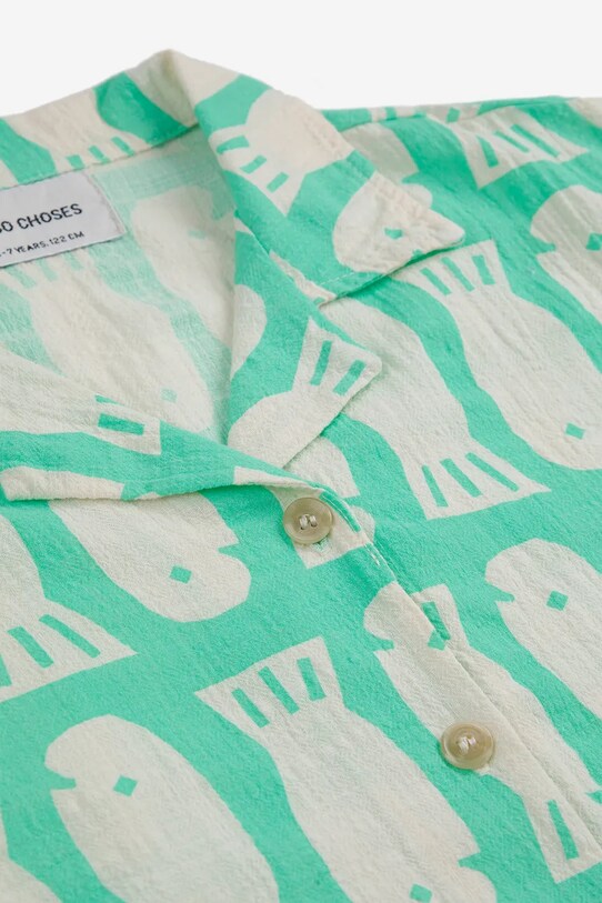 Băieți Bobo Choses camasa de bumbac pentru copii Lucky Fish 125AC025 turcoaz