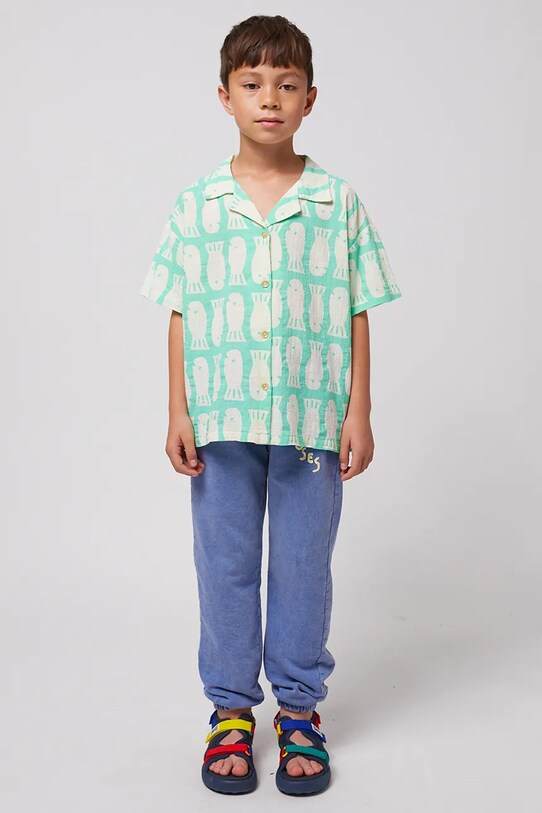 Bobo Choses camasa de bumbac pentru copii Lucky Fish 125AC025 turcoaz