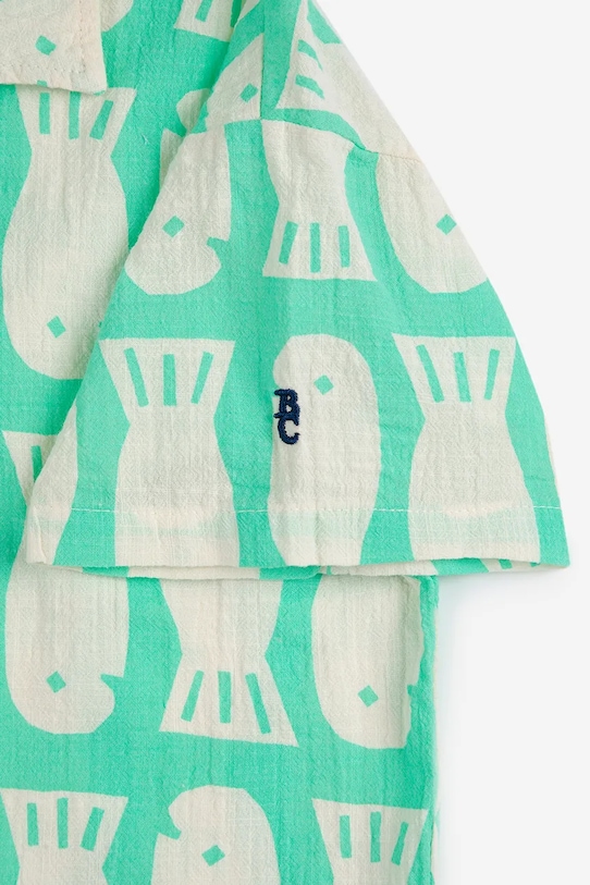 Bobo Choses camasa de bumbac pentru copii Lucky Fish turcoaz 125AC025