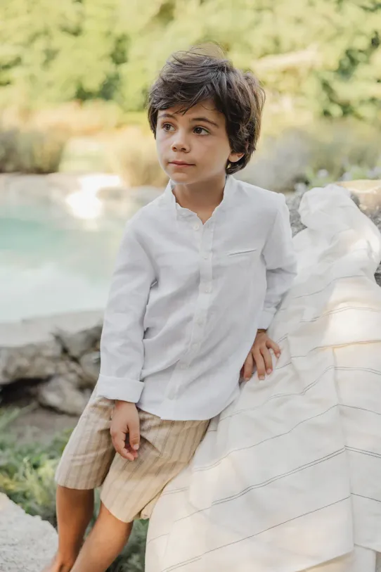 Tartine et Chocolat camicia di lino per bambini biancheria bianco CA12013.110