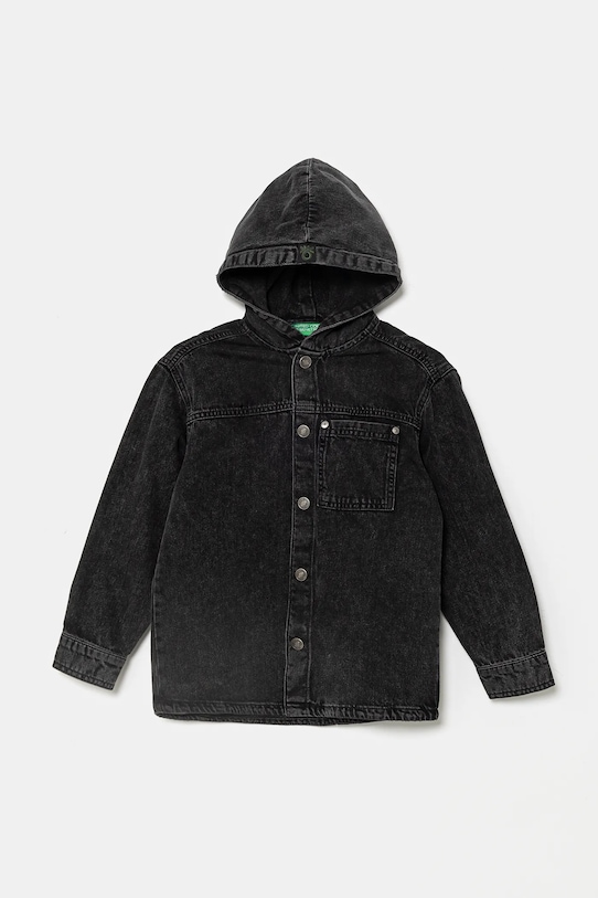 Otroška jeans srajca United Colors of Benetton Dolg siva 5PWACQ03X.G.Seasonal