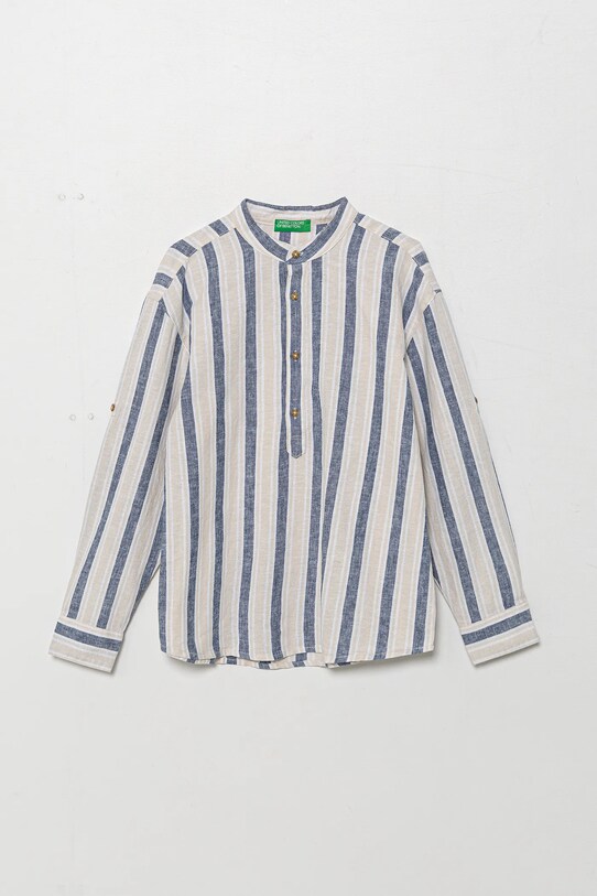 United Colors of Benetton koszula lniana dziecięca casual beżowy 52VMCQ03V.G.Seasonal