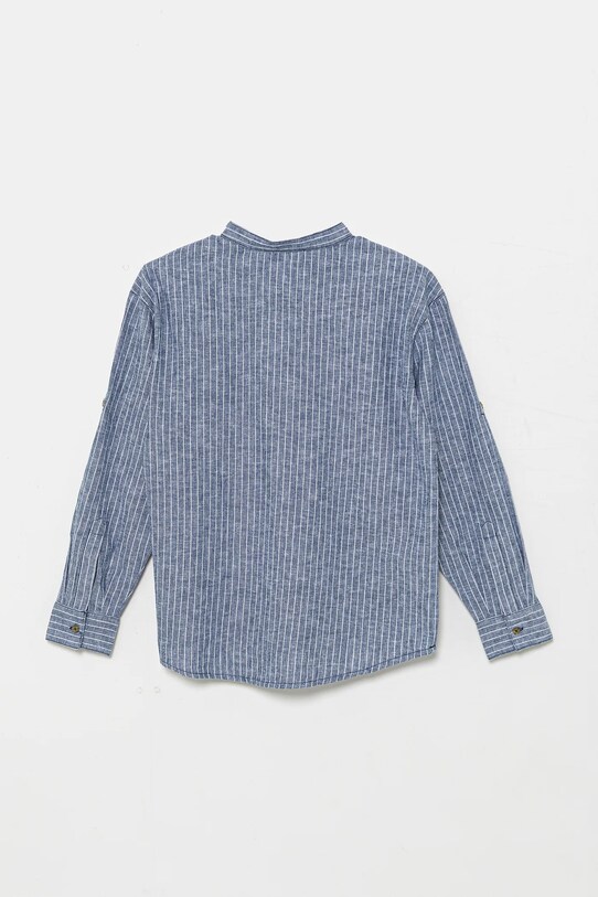 United Colors of Benetton cămașă de in pentru copii 52VMCQ03V.G.Seasonal bleumarin SS25