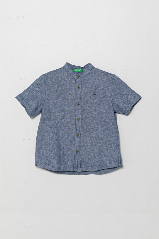 United Colors of Benetton koszula lniana dziecięca casual niebieski 52VMCQ03W.G.Seasonal