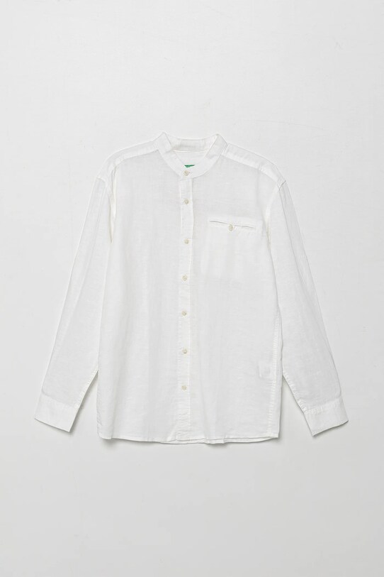 Παιδικό λινό πουκάμισο United Colors of Benetton μακρύ λευκό 5IPVCQ03T.G.Seasonal