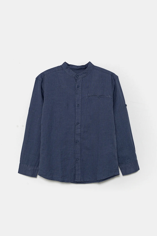 Παιδικό λινό πουκάμισο United Colors of Benetton μακρύ σκούρο μπλε 5IPVCQ03T.G.Seasonal