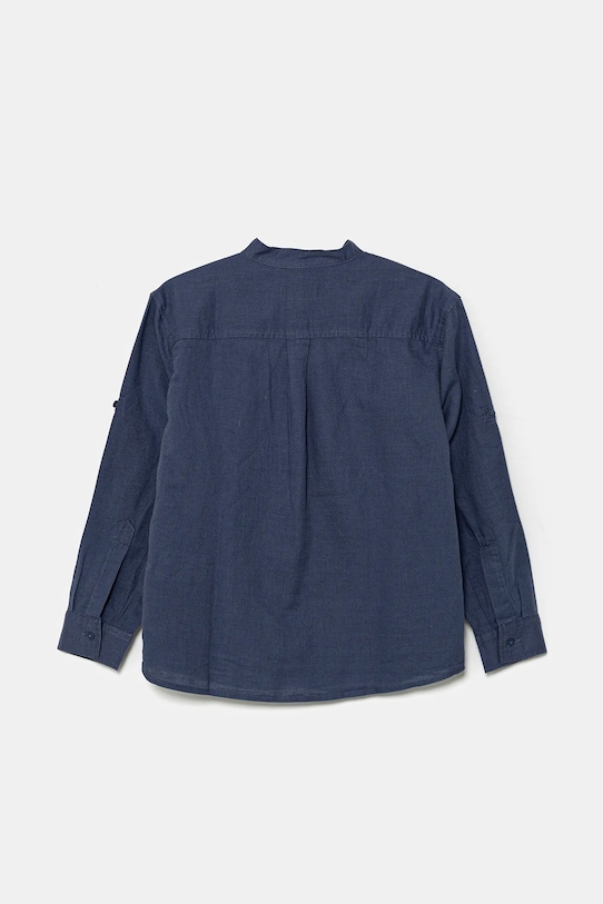 Παιδικό λινό πουκάμισο United Colors of Benetton 5IPVCQ03T.G.Seasonal σκούρο μπλε SS25