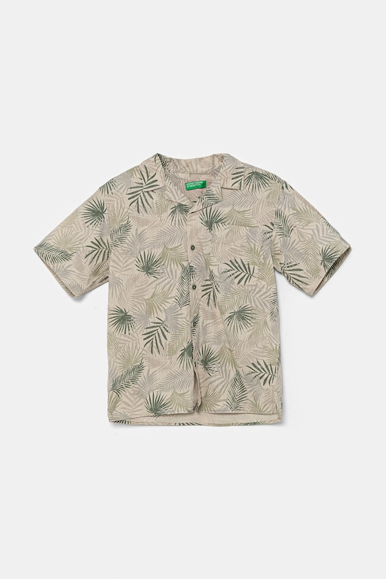 Παιδικό βαμβακερό πουκάμισο United Colors of Benetton εμπριμέ γκρί 5OUGCQ03U.G.Seasonal