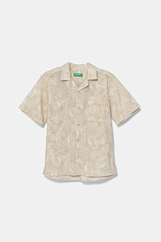 Παιδικό βαμβακερό πουκάμισο United Colors of Benetton εμπριμέ μπεζ 5OUGCQ03U.G.Seasonal