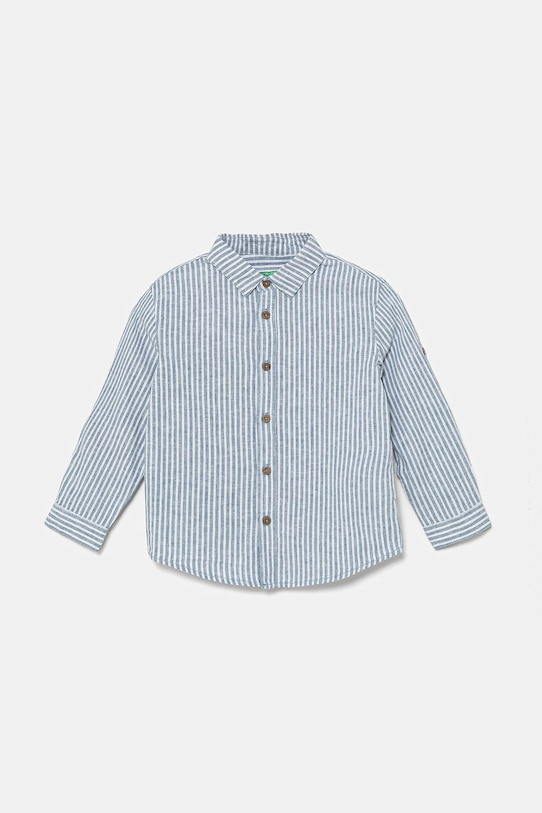 Παιδικό λινό πουκάμισο United Colors of Benetton casual μπλε 52VMGQ02I.P.Seasonal