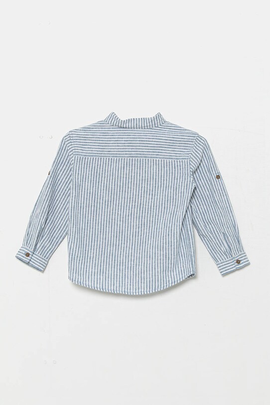 Παιδικό λινό πουκάμισο United Colors of Benetton 52VMGQ02I.P.Seasonal μπλε SS25