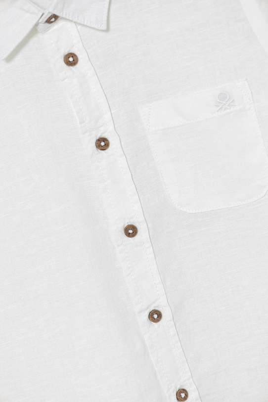 Αγορίστικα Παιδικό λινό πουκάμισο United Colors of Benetton 5IPVGQ02H.P.Seasonal λευκό