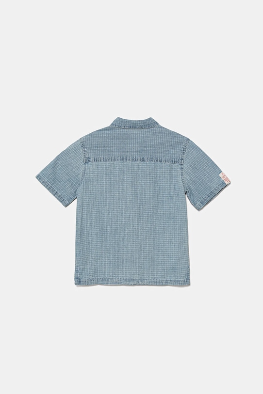 United Colors of Benetton cămașă din bumbac pentru bebeluși 53Z9GQ02P.P.Seasonal albastru SS25