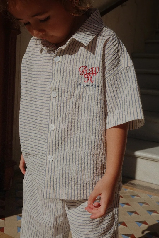 Konges Sløjd koszula bawełniana dziecięca RHW X KS DUO SHIRT GOTS wzorzyste niebieski KS103596