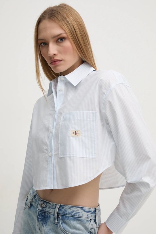 Calvin Klein Jeans koszula bawełniana klasyczny niebieski J20J225078