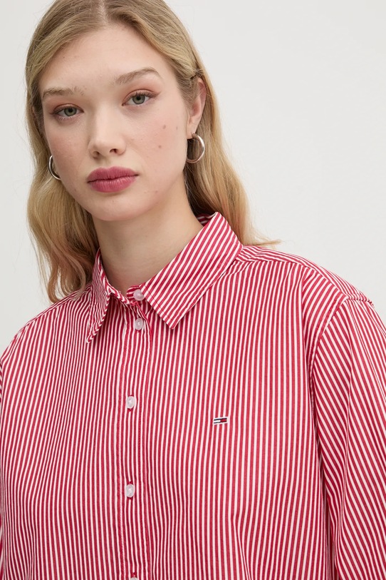 Tommy Jeans camasa din bumbac rosu DW0DW19354