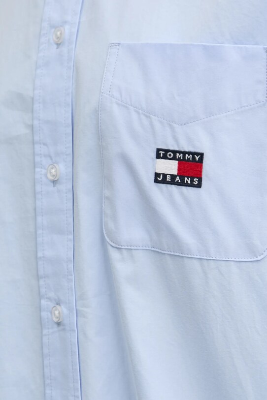 Хлопковая рубашка Tommy Jeans DW0DW19357 голубой