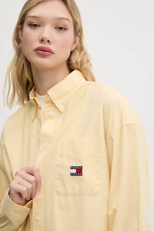 Хлопковая рубашка Tommy Jeans DW0DW19357 жёлтый