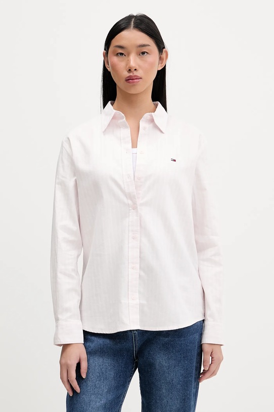 Tommy Jeans koszula bawełniana wzorzyste różowy DW0DW19890