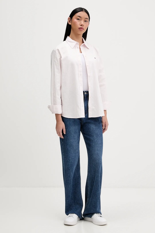 Tommy Jeans koszula bawełniana DW0DW19890 różowy SS26