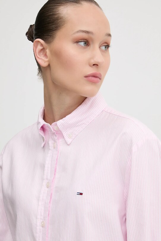 Бавовняна сорочка Tommy Jeans рожевий DW0DW19890