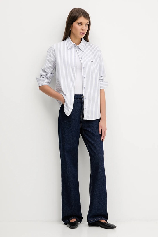 Tommy Jeans koszula bawełniana DW0DW19890 niebieski SS26