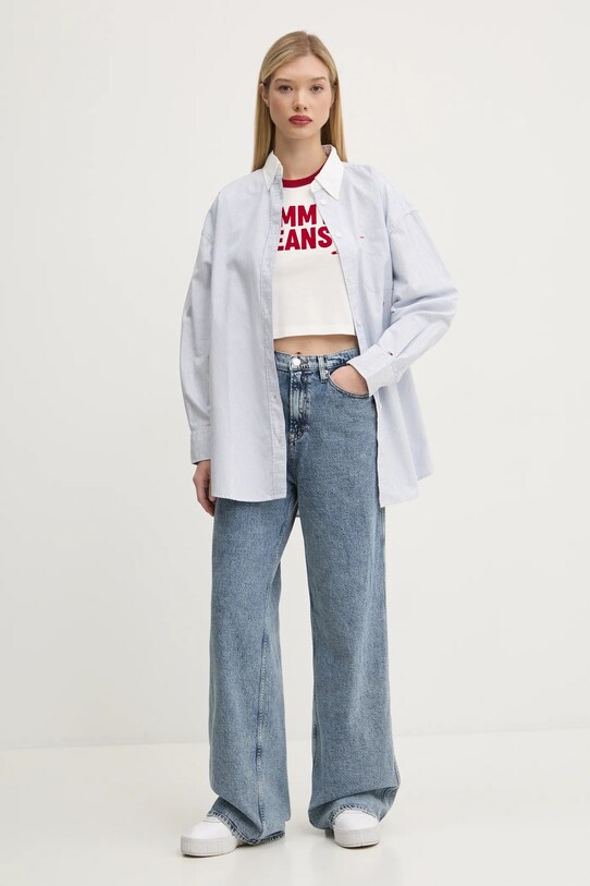 Бавовняна сорочка Tommy Jeans DW0DW20209 блакитний SS25