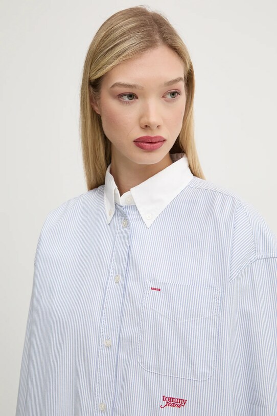 Бавовняна сорочка Tommy Jeans DW0DW20209 блакитний