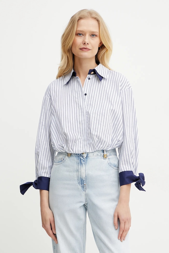 Elisabetta Franchi koszula bawełniana wzorzyste biały CA09451E2