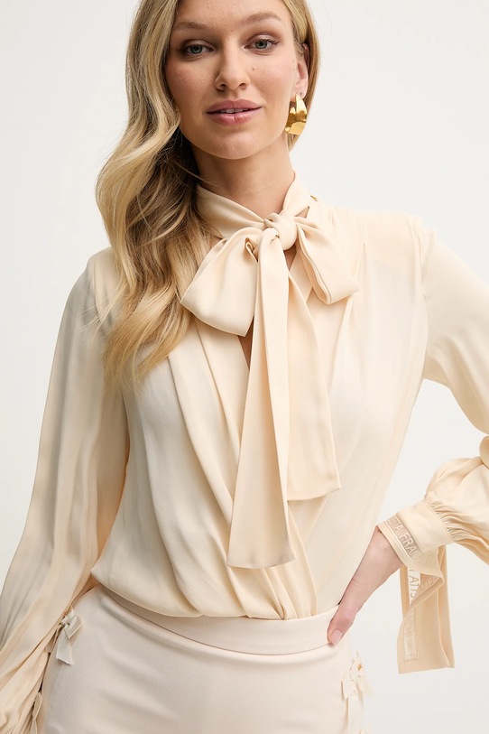 Elisabetta Franchi bluzka z elastanem beżowy CB00651E2