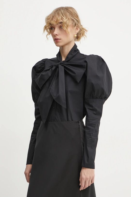 Bruuns Bazaar camasa din bumbac lung negru BBW4317