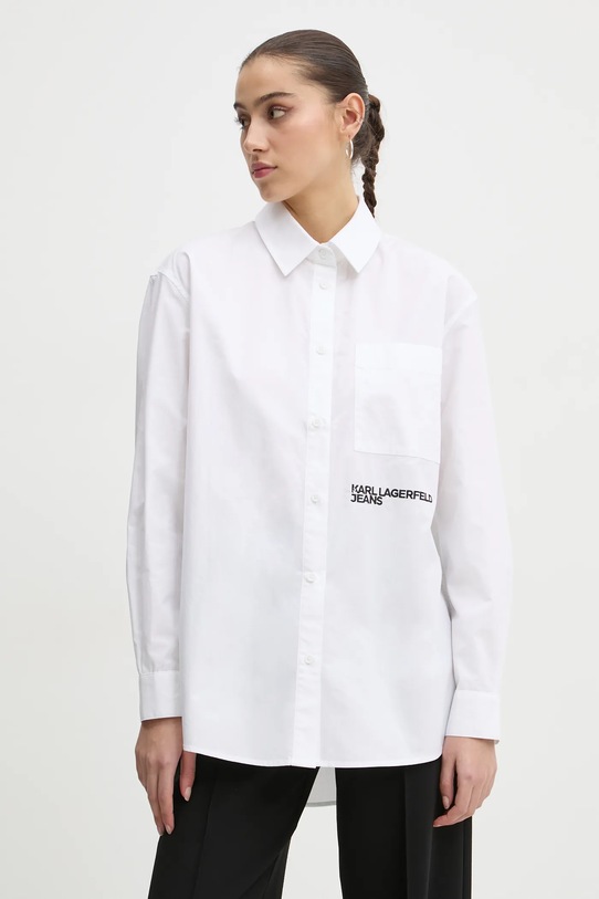 Pamučna košulja Karl Lagerfeld Jeans Planet friendly bijela A1W11001