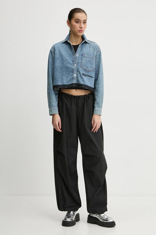 Хлопковая рубашка Karl Lagerfeld Jeans A1W11034 голубой SS25