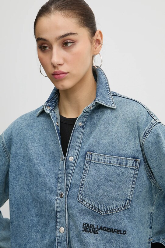 Хлопковая рубашка Karl Lagerfeld Jeans голубой A1W11034