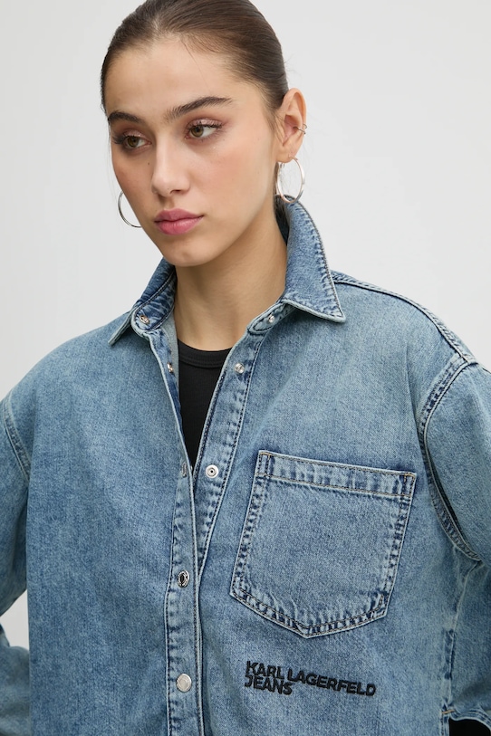 Bavlnená košeľa Karl Lagerfeld Jeans modrá A1W11034